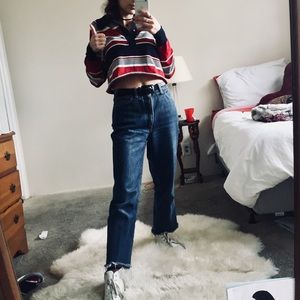 vintage long sleeve striped button-up top!!